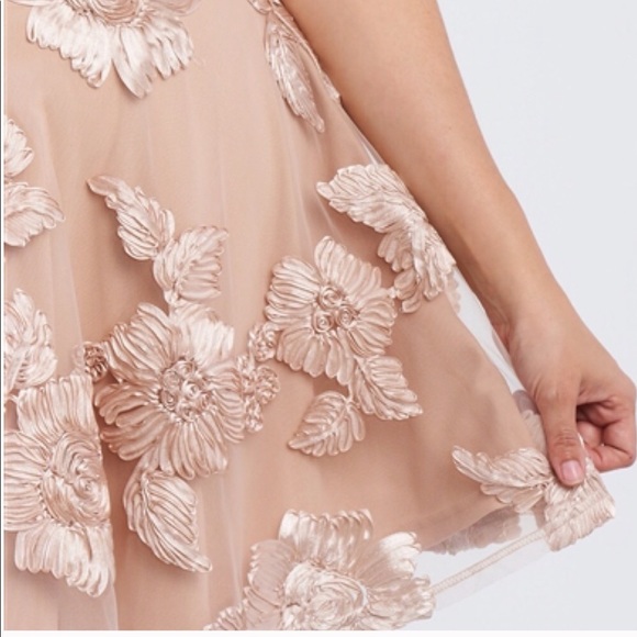 Floral taupe embroidered Dress 1X 2X 3X Beautiful - Picture 3 of 7